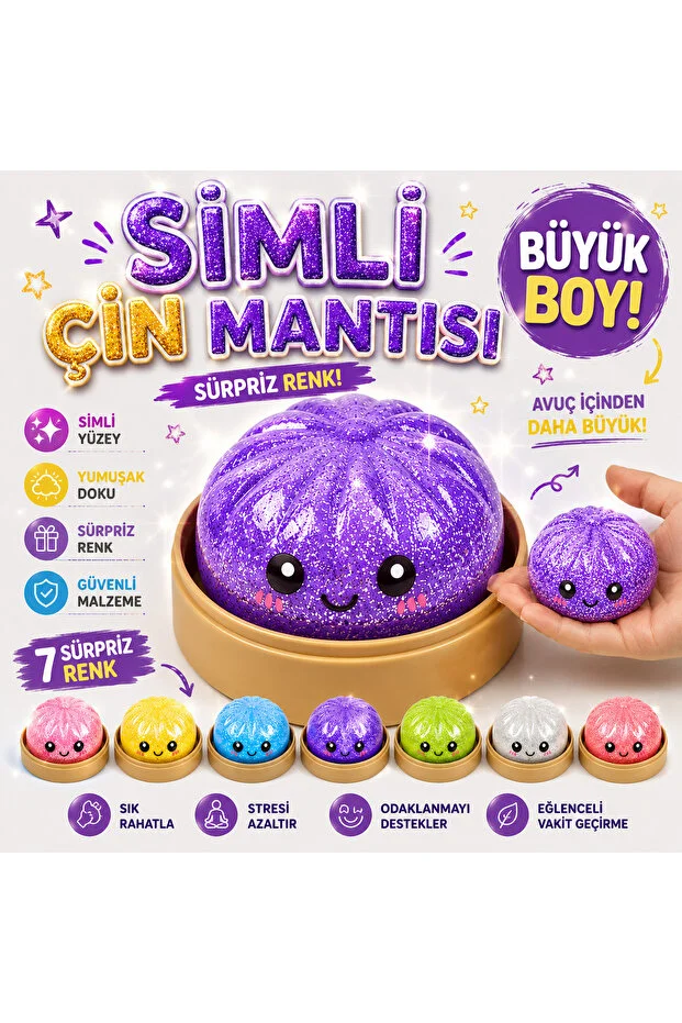 Simli Çin Mantısı Squishy Oyuncak | Yumuşak Büyük boy ışıl ışıl Oyuncak | Viral Dumpling Squishy